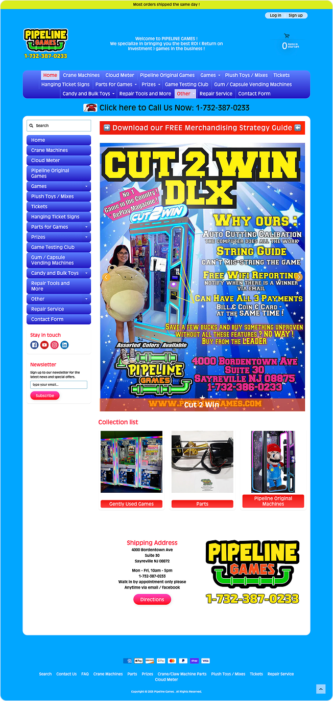 Pipeline Games original website before redesign